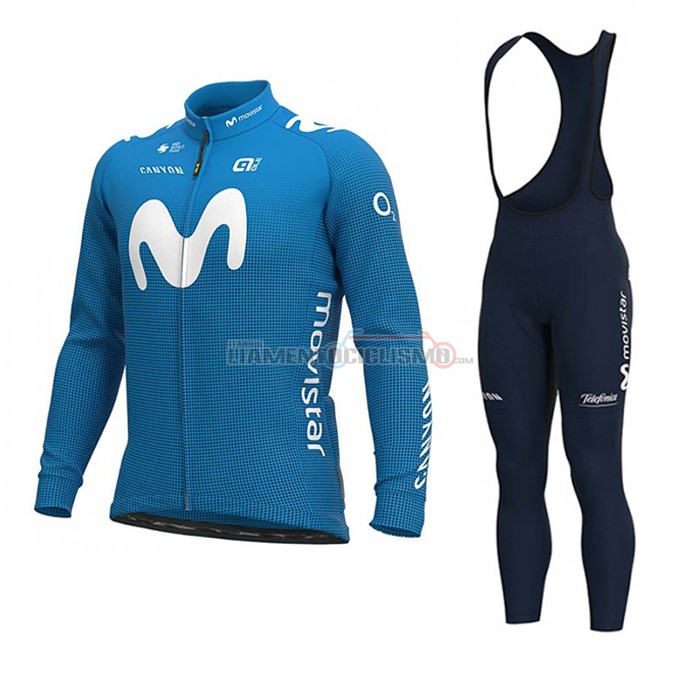 Abbigliamento Ciclismo Movistar Manica Lunga 2020 Blu